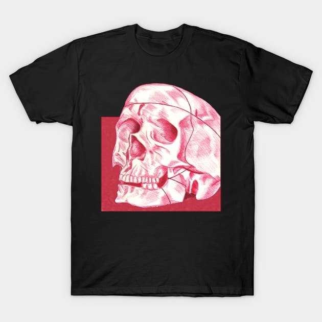 Crosshatch Skull T-Shirt by Patsi Nahmi Designs